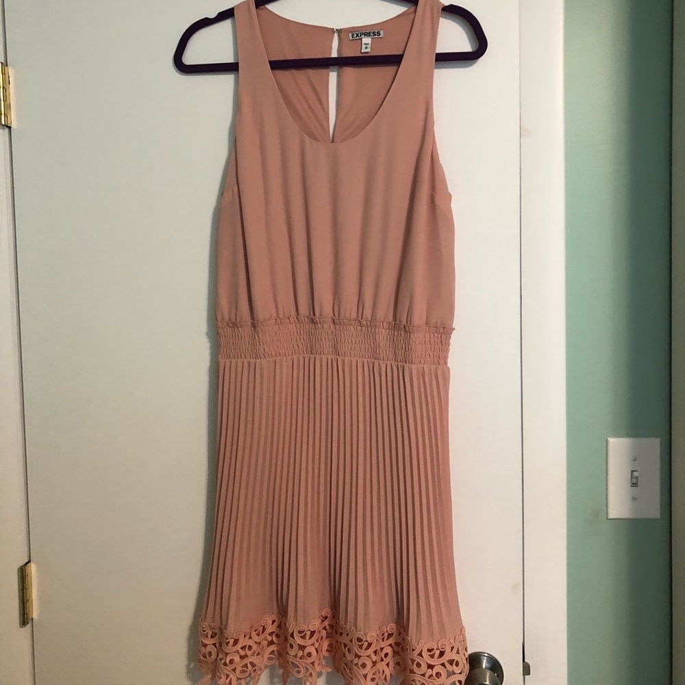 Blush pleated dress by Express